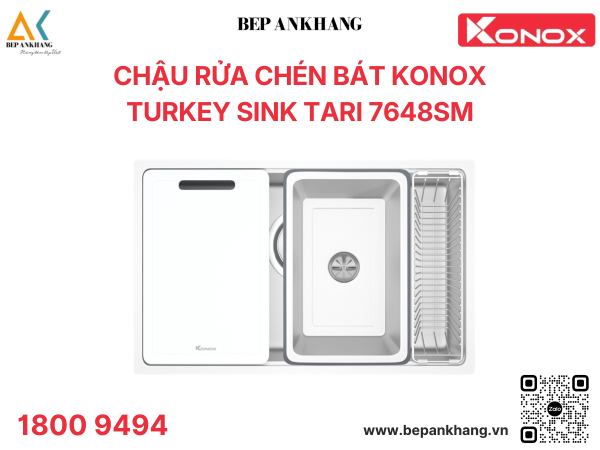Chậu rửa chén bát 1 hố phong cách Nhật bề mặt mịn Tari 7648SM